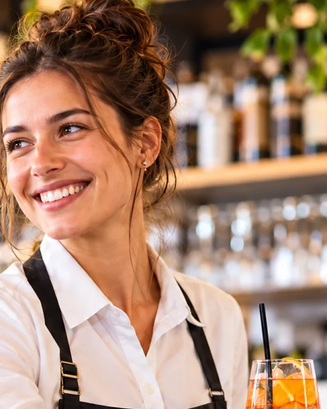 Corso SAB ex REC ad Aversa, barista sorridente al bancone